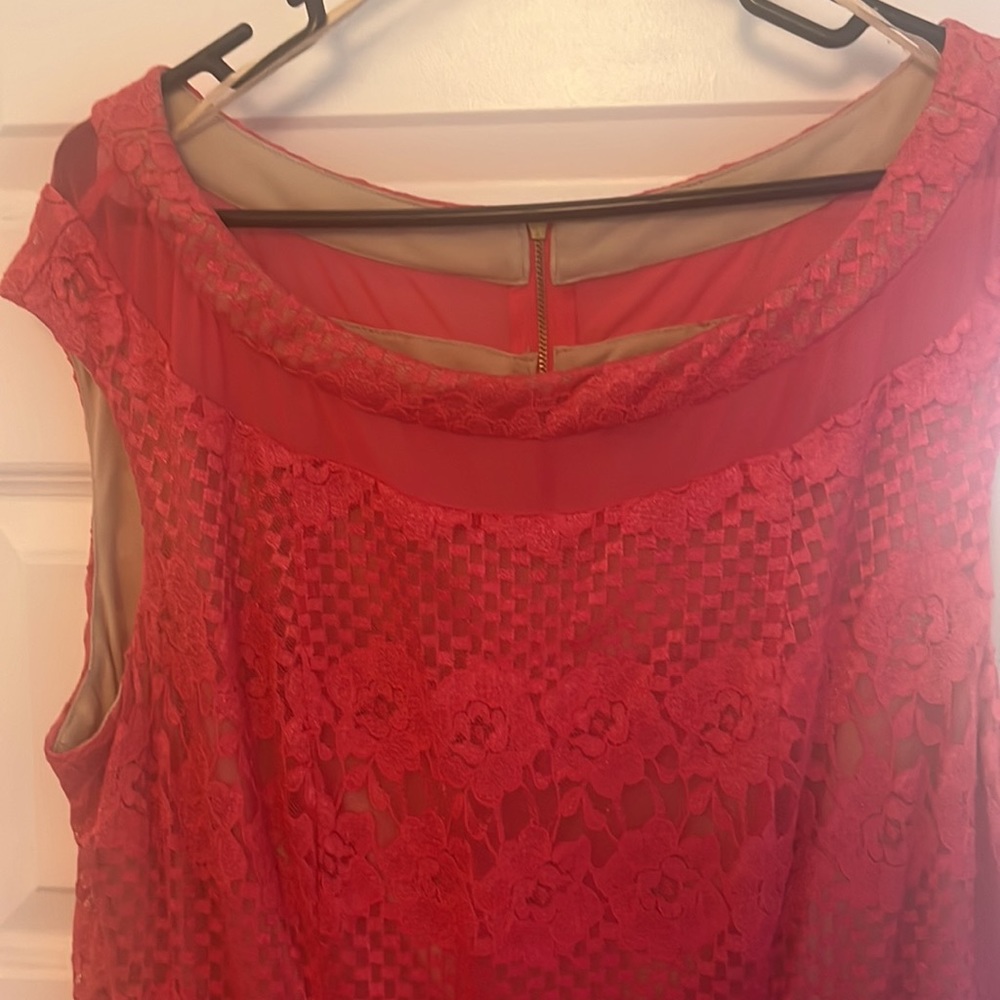Pink lace shift dress